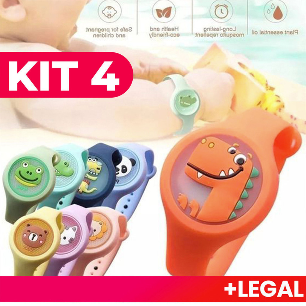 Kit 1/2/3/4 Pulseira Infantil Repelente Anti-Mosquito Com LED Recarregável – Proteção Para Crianças em Oferta na Shopee