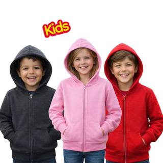 Jaqueta  - Moletom Flanelada Menino e Menina Capuz Zíper Infantil 1 ao 16 em Oferta na Shopee