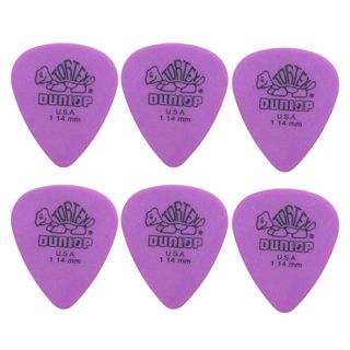 KIT 6 PALHETAS DUNLOP ORIGINAL AMERICANA TORTEX ROXA 1,14MM