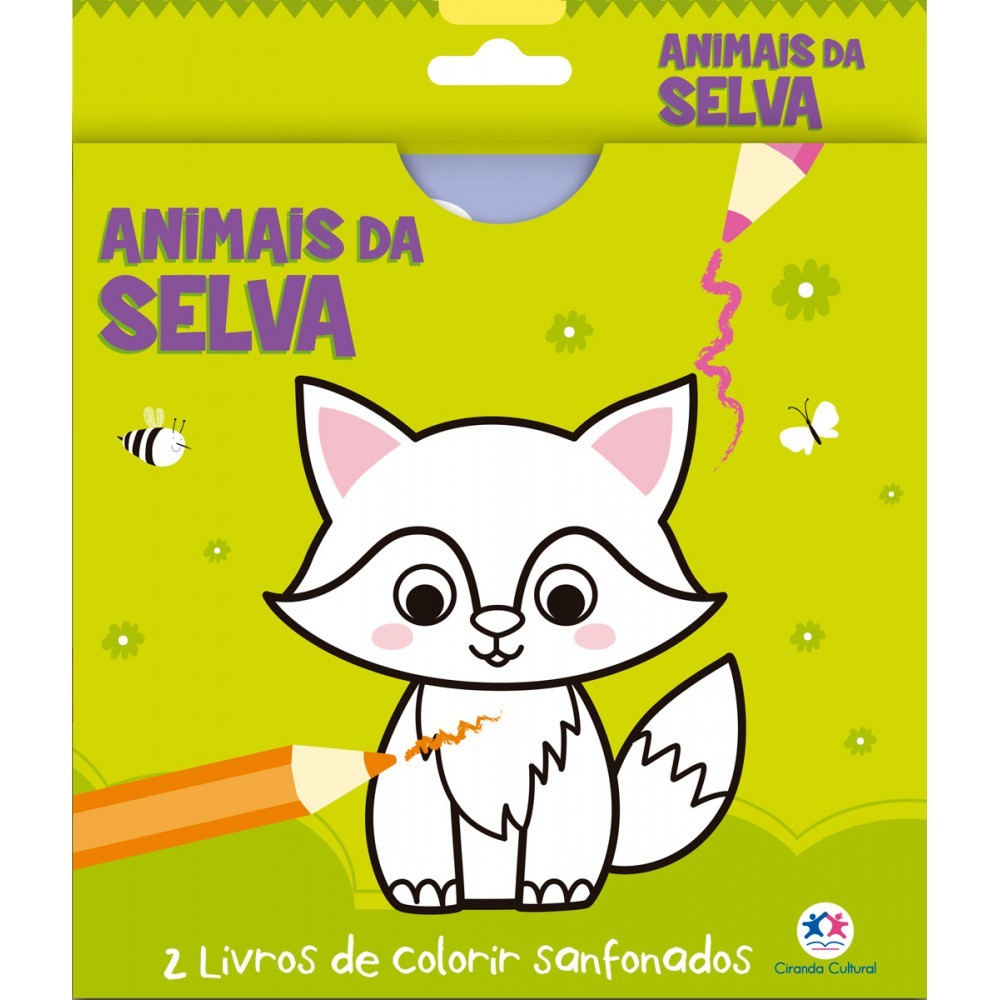 Livro Animais da selva - 2 livros de colorir sanfonados