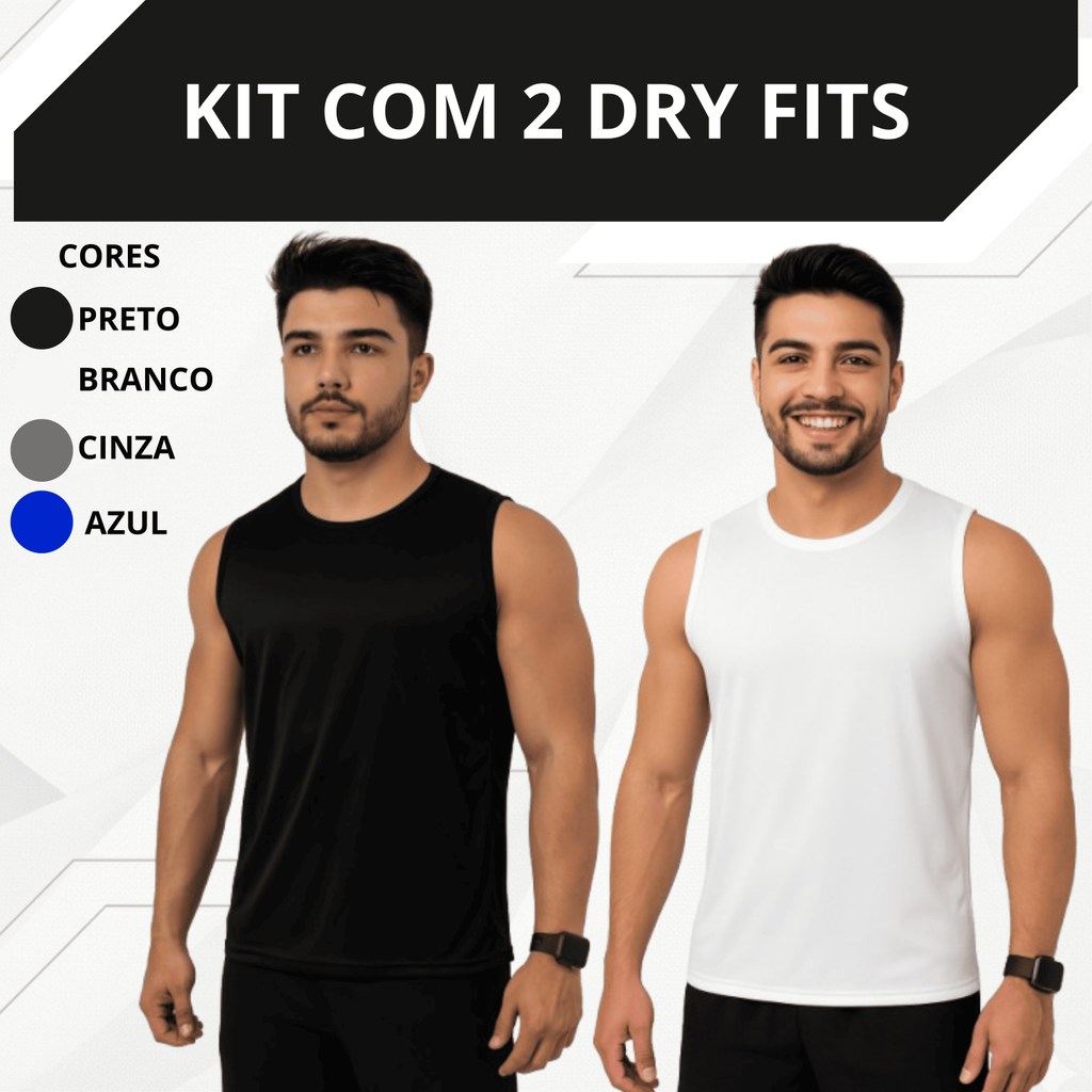 Kit 2 Regata masculina academia secagem rápida luta treino e corrida