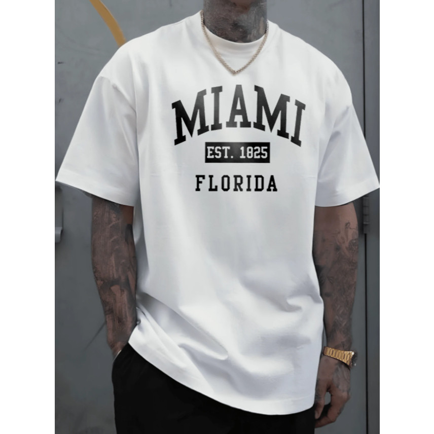 Camiseta Masculina Treino Oversized Streetwear Miami California 100% algodão Unissex Academia