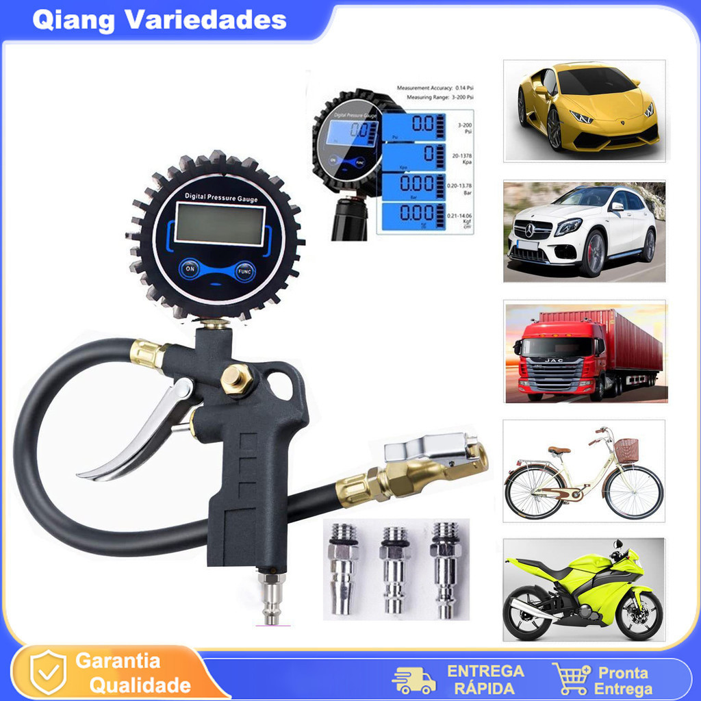 Medidor De Pressão Digital Inflator De Pneu 200-300 Psi  ALTA QUALIDADE em Oferta na Shopee