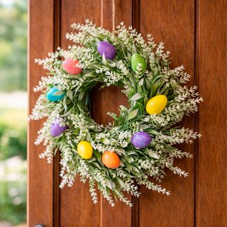 Guirlanda Páscoa Decoração Enfeite Lavanda Ovos Coelho 30cm em Oferta na Shopee