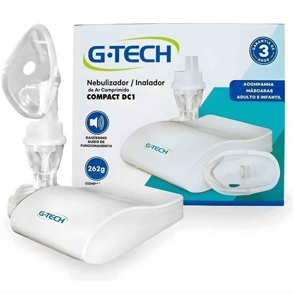 Inalador Nebulizador Compressor G-Tech DC1 Silencioso Bivolt Portátil