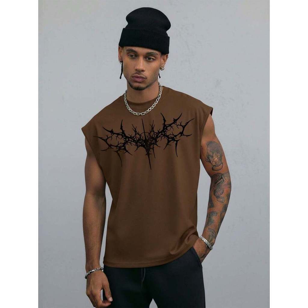Camiseta Regata Oversized Masculina 100% Algodão Machão Camiseta Sem Manga Streetwear Descolada Black Metal