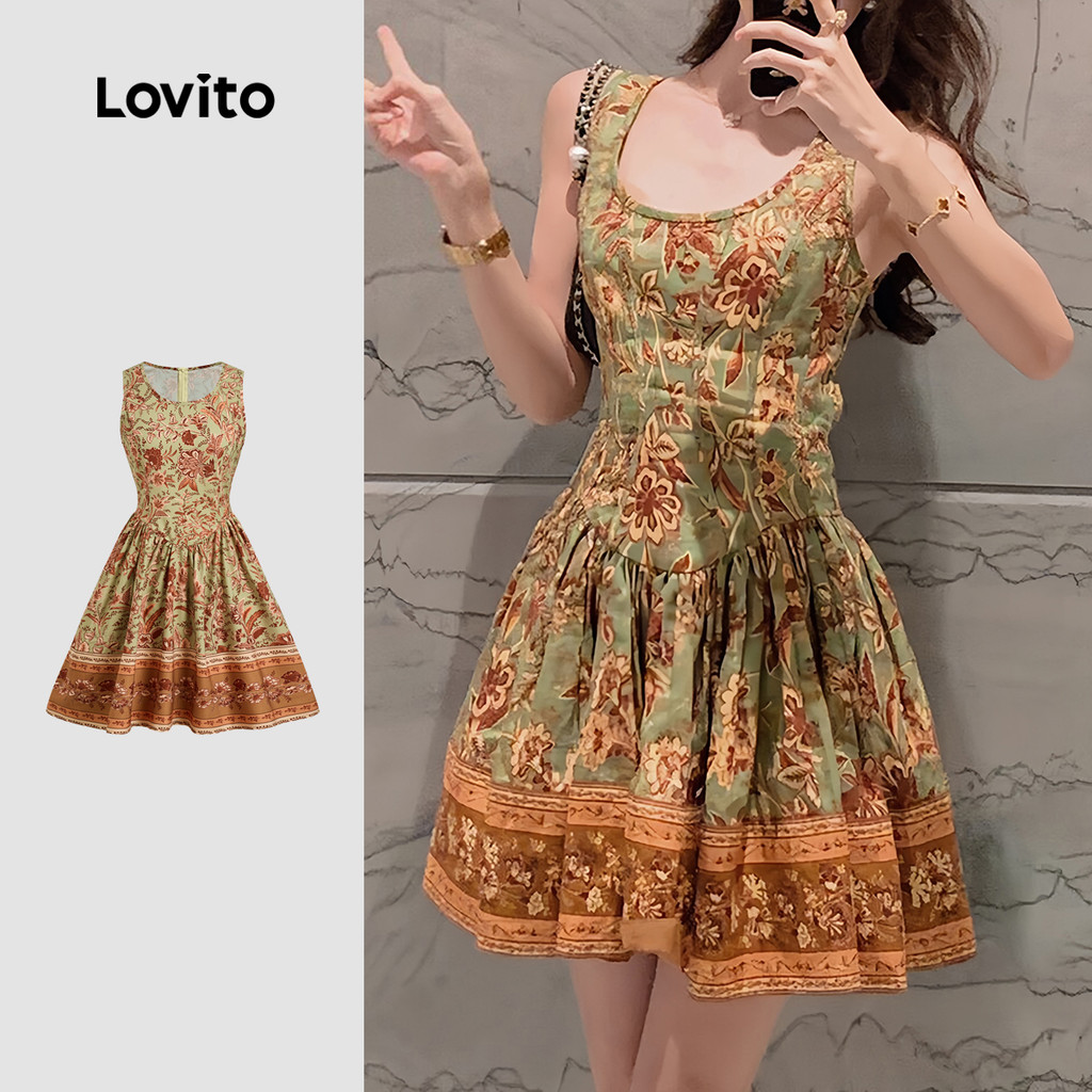 Lovito Vestido Boho Colorblock Estilo Nacional Estilo Resort Primavera/verão para Mulheres LB135LD393 em Oferta na Shopee
