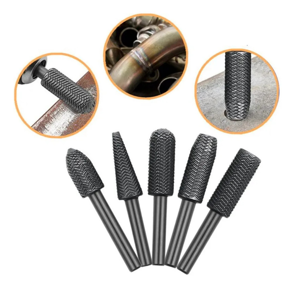 Kit 5 Pçs Lima Rotativa Fresa Profissional para Retifica em Aço Ferro Metais - Debaste Remoção de Rebarbas Perfuração Ki em Oferta na Shopee