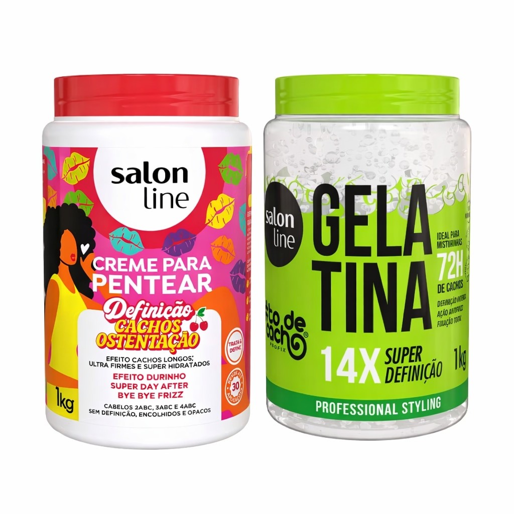 Kit Creme para Pentear Cachos Ostentação + Gelatina Super Definição 1kg em Oferta na Shopee
