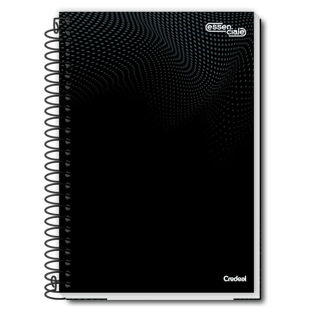 Caderno Universitário 1 M  Espiral Essenciale Preto 80 Fls - 281642 - Credeal Capa Dura