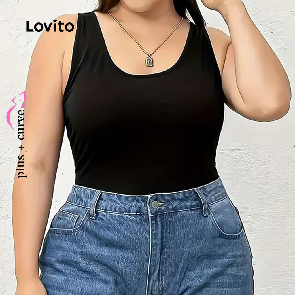 Lovito  Casual Top Spring/summer Preto Top para Mulheres LNL134215 em Oferta na Shopee