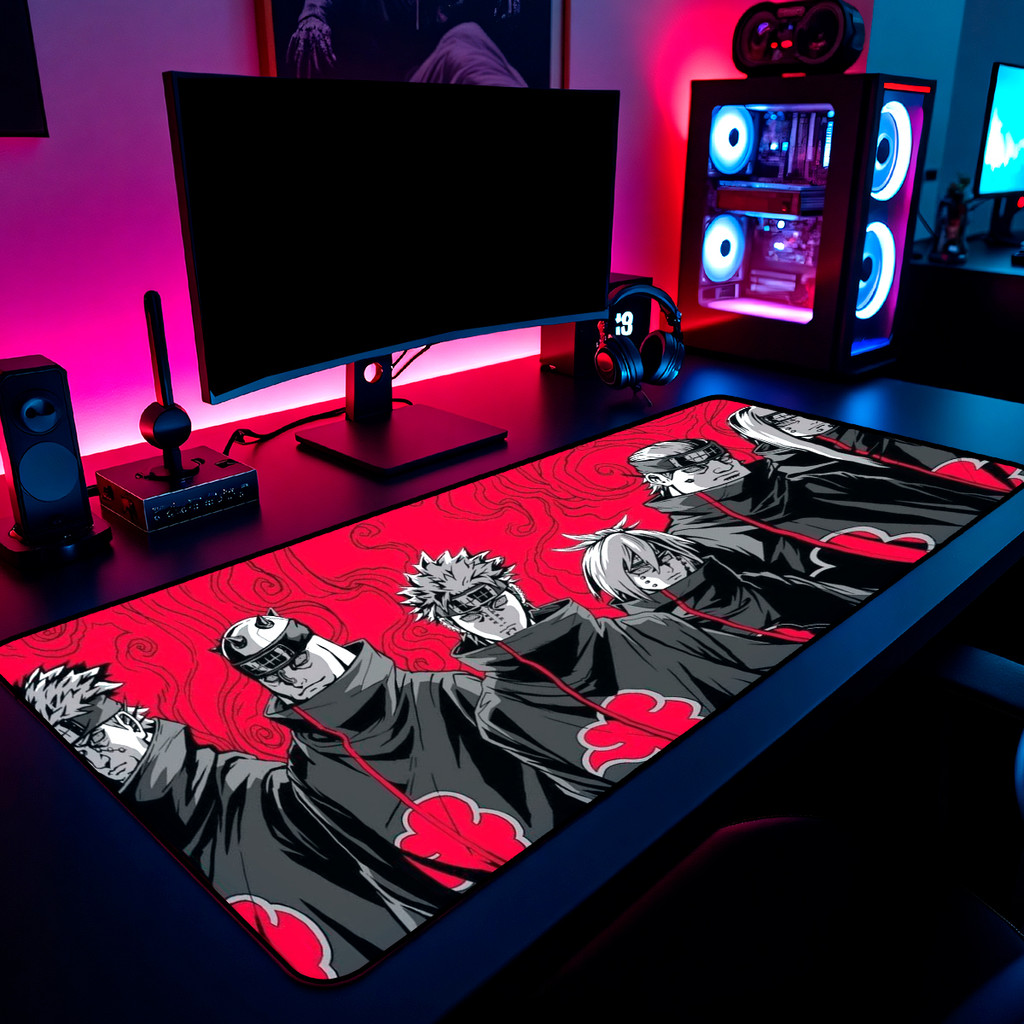 Mouse Pad Naruto Akatsuki Pain Itachi Gamer 65x30cm / 80x40cm / 90x50cm / 120x60cm Borda Costurada