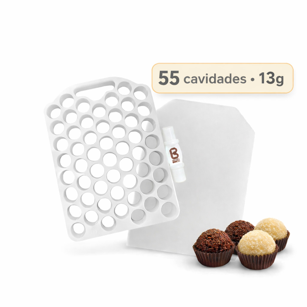 PLACA PORCIONADORA 55 FUROS 13G PARA BRIGADEIRO E DOCES PROFISSIONAL BROTHERMIX - KIT