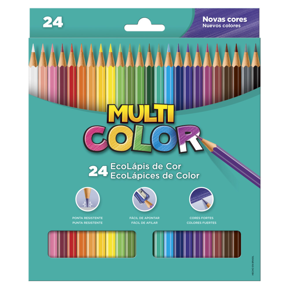 Lápis de Cor Multicolor Ecolápis – 24 Cores