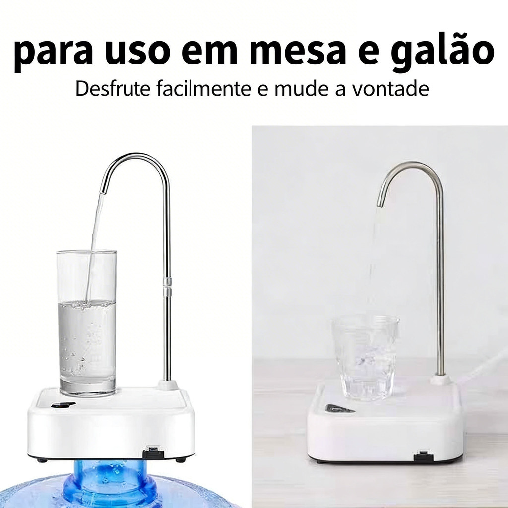 Bomba Dispensador de Água Elétrica Automática Recarregável para Galão