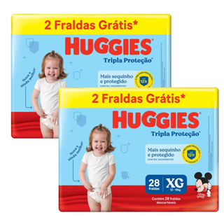 Kit 2 Fraldas Huggies Tripla Proteção Meguinha XG - 56 Tiras em Oferta na Shopee