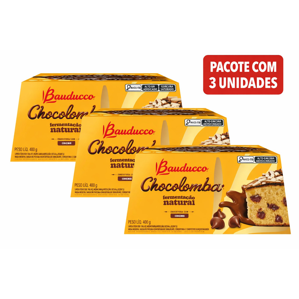 Colomba Pascal Chocolomba Gotas Bauducco 400g – Kit 3 Unidades em Oferta na Shopee