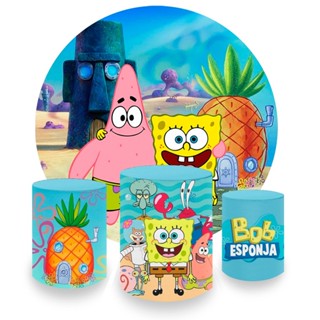 Capa Painel Redondo + Capa De Cilindro Tema Bob Esponja | Envio Rapido em Oferta na Shopee