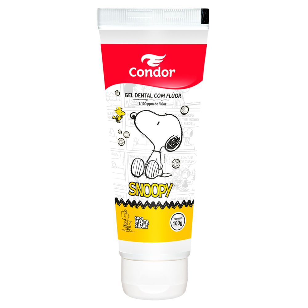 Gel Dental Infantil Condor Com Flúor Snoopy Sabor Menta Suave 100G em Oferta na Shopee