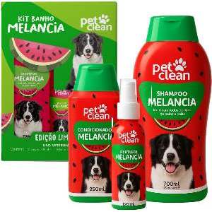 Kit Banho Melancia Cães Gatos Shampoo Condicionador Perfume  Pet Clean