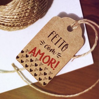 100 Tag Kraft Feito com Amor, agradecimento para vendas N2 em Oferta na Shopee