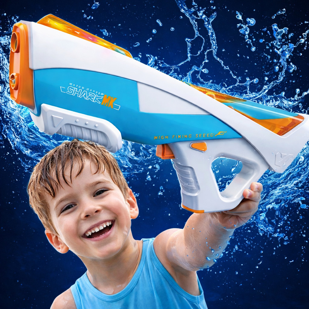 Pistola de Água Elétrica Automática Sução Para Crianças Alta Pressão Bateria Recarregável Brinquedo Arminha de água
