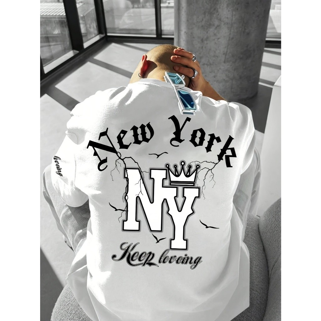 Camiseta Oversized Masculina Streetwear com Estampa Treino Academia Camiseta Larga Esportiva N-Y grande confortavel, cas