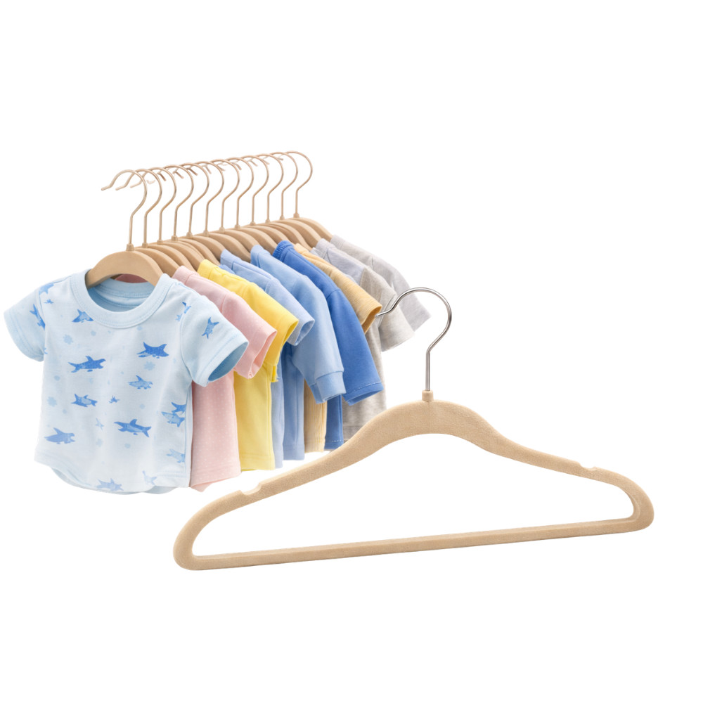 Cabide de Veludo Infantil 30cm Bege 10 Unidades