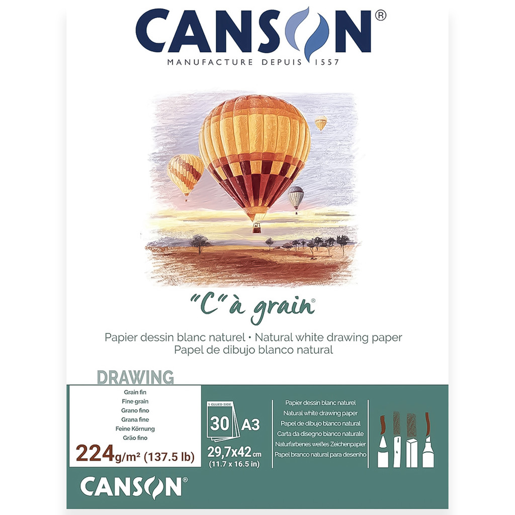 Bloco Canson P/ Desenho C À Grain A3 224g 30 Folhas