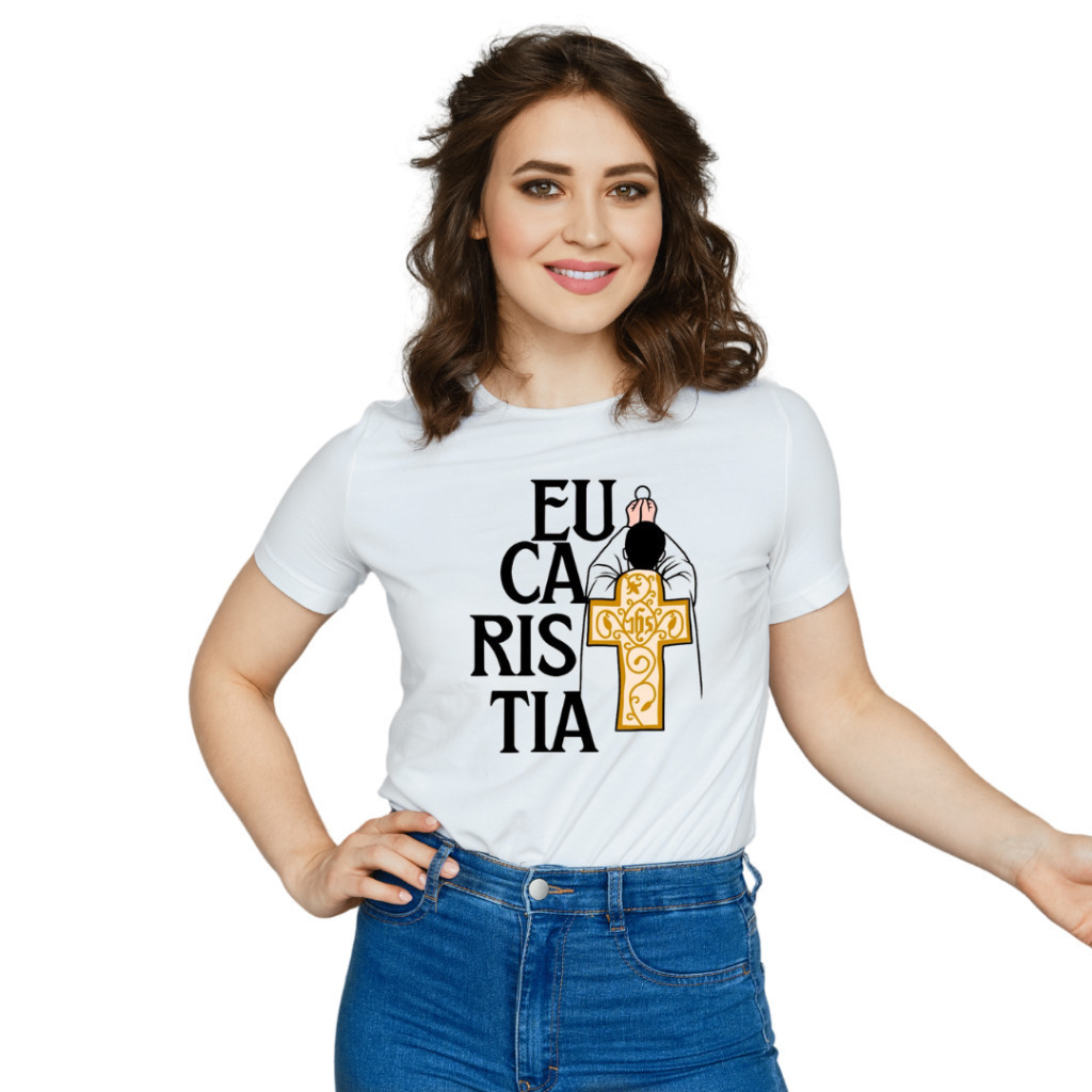 Camiseta Algodão 30.1 Premium Catolica eucaristia Blusa 100% Algodão   T-shrit 301.  Envio Rapido Blusa unissex Envio Im
