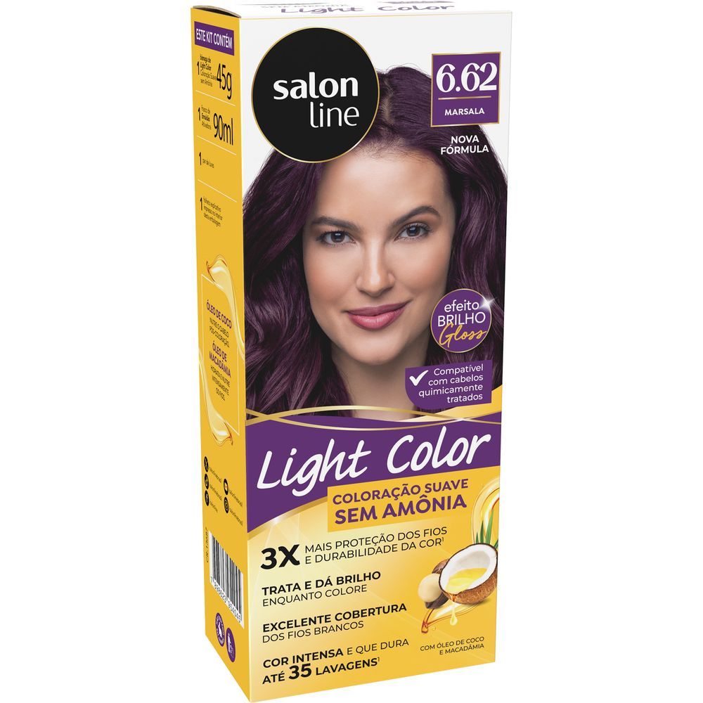 Coloração Suave Light Color 6.62 Marsala Salon Line em Oferta na Shopee