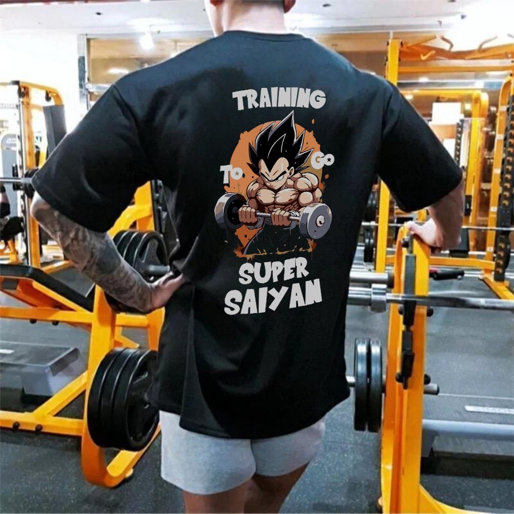 Camiseta Oversized Confortavel Academia Treino Vegeta Sayan Maromba Premium Streetwear Esportiva
