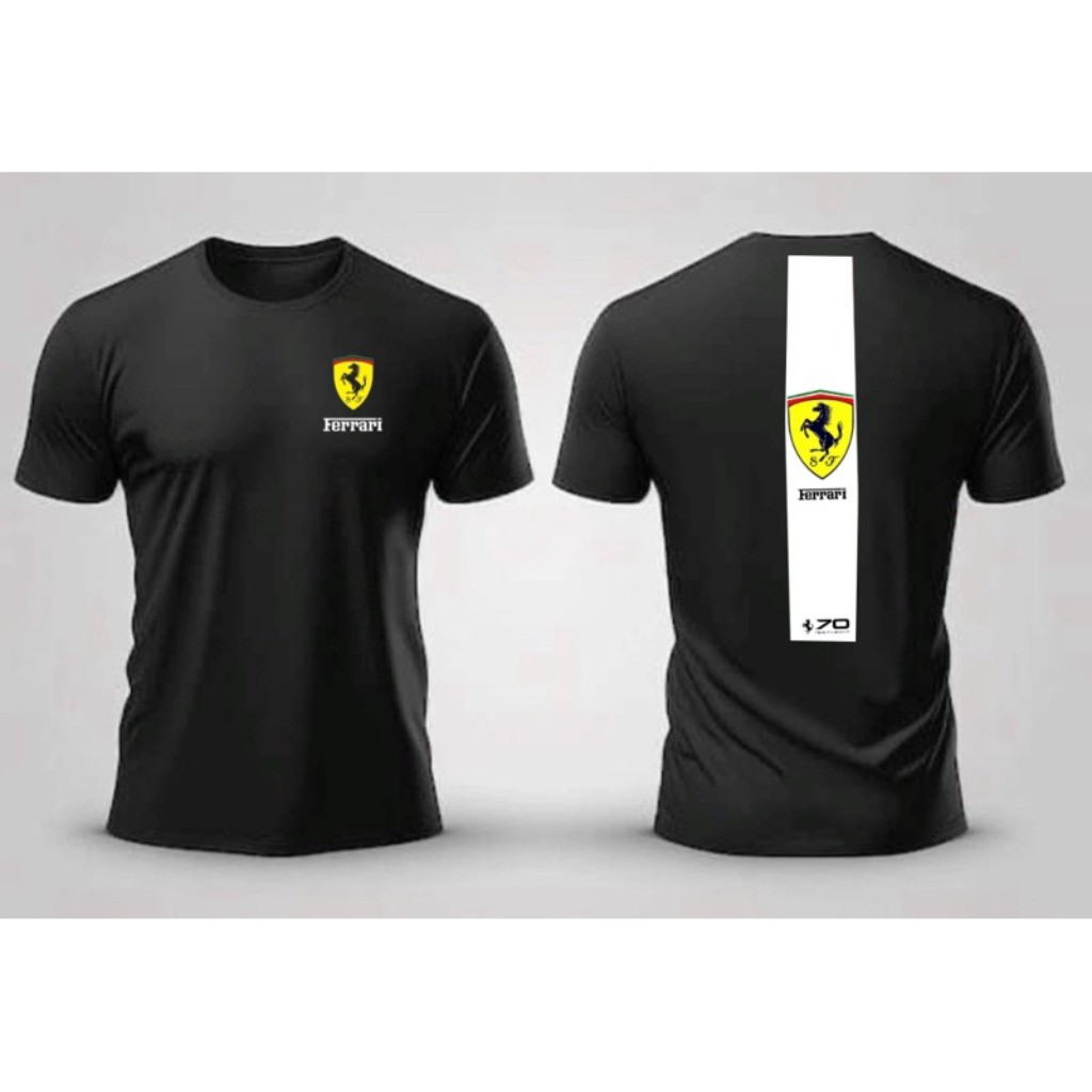 Camiseta Masculina Algodão Premium Preta  E Esportivo com Estampa Ferrari Confortável e Moderna