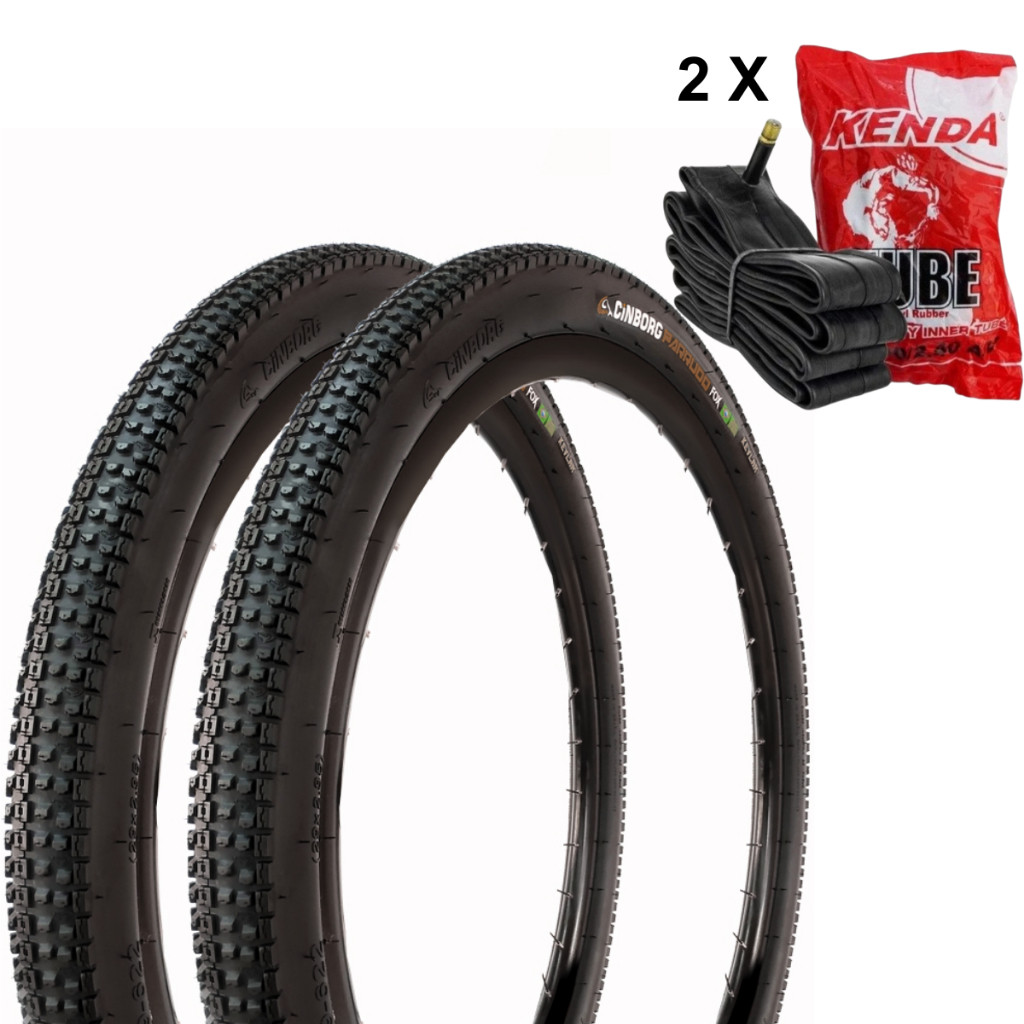 Par De Pneu Bicicleta Bike Aro 26 Cinborg Parrudo Cravado - Com Camaras Kenda Bico Grosso em Oferta na Shopee