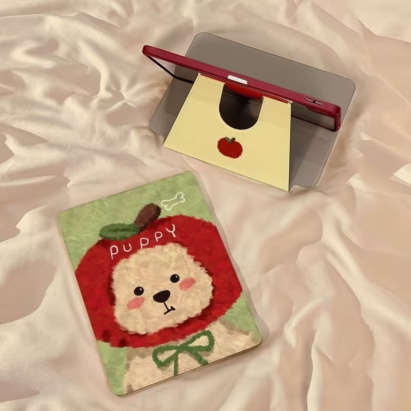 Case Capa Com cachorrinho fofo Girar Função Flip para iPad 7 8 9 10.2 Pol Air 5 6 10.9 Pol iPad Pro Com Slot para Caneta