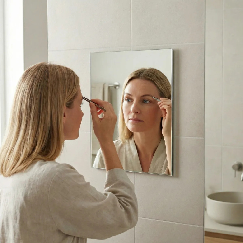 Imagem Kit 1 a 6 Espelhos de Vidro Fita Dupla Face Decorativo 20x30 Retangular Banheiro Lavabo Maquiagem