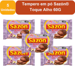 Kit 5 Unidades Tempero em pó Sazón® Toque Alho 60G