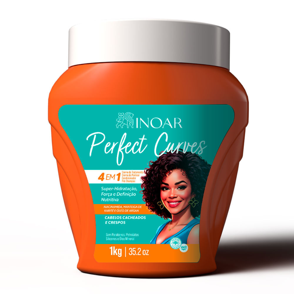 Creme de Tratamento Inoar Perfect Curves 4 Em 1 Cabelos Cacheados e Crespos 1Kg em Oferta na Shopee