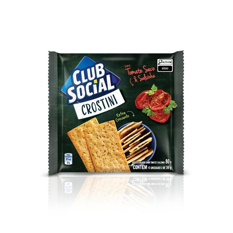 Biscoito Salgado Club Social Crostini tomate seco e salsinha 80g em Oferta na Shopee