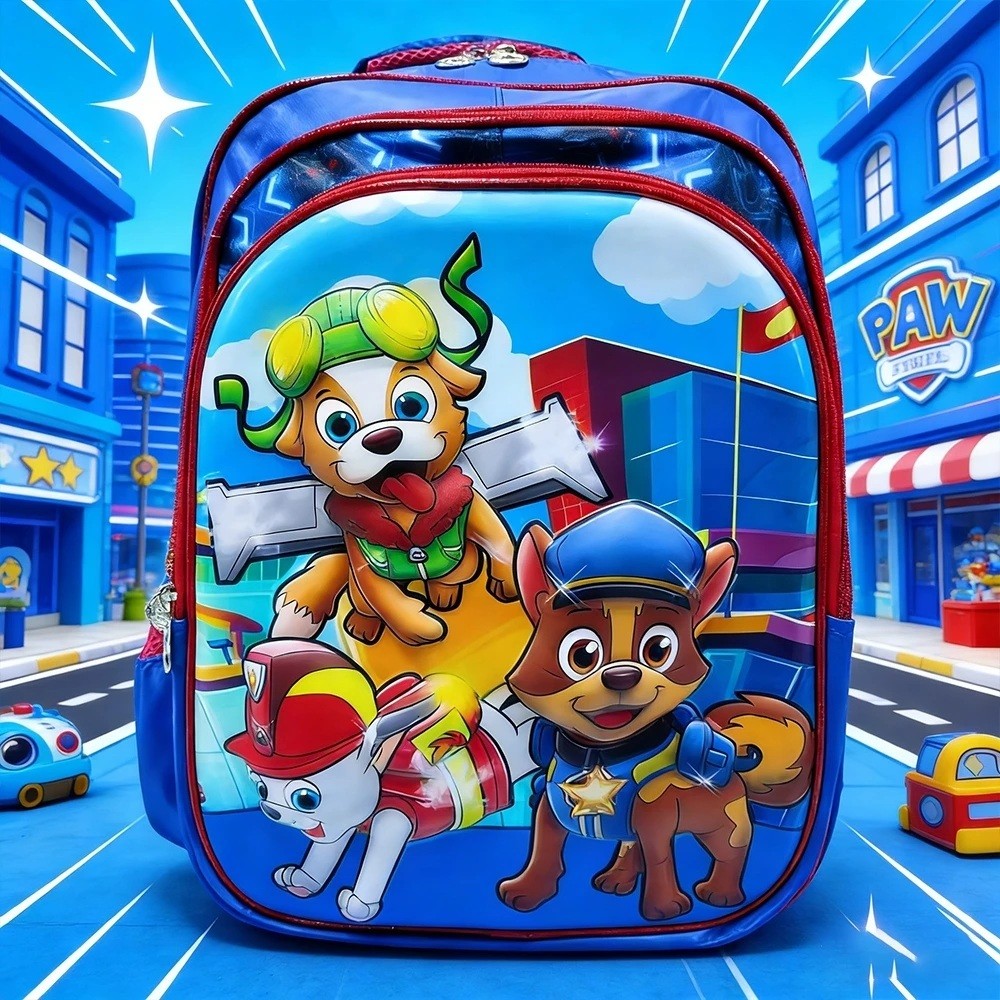 Mochila infantil fashion para campus, mochila 3D brilhante de grande capacidade patrulha canina astronauta robo