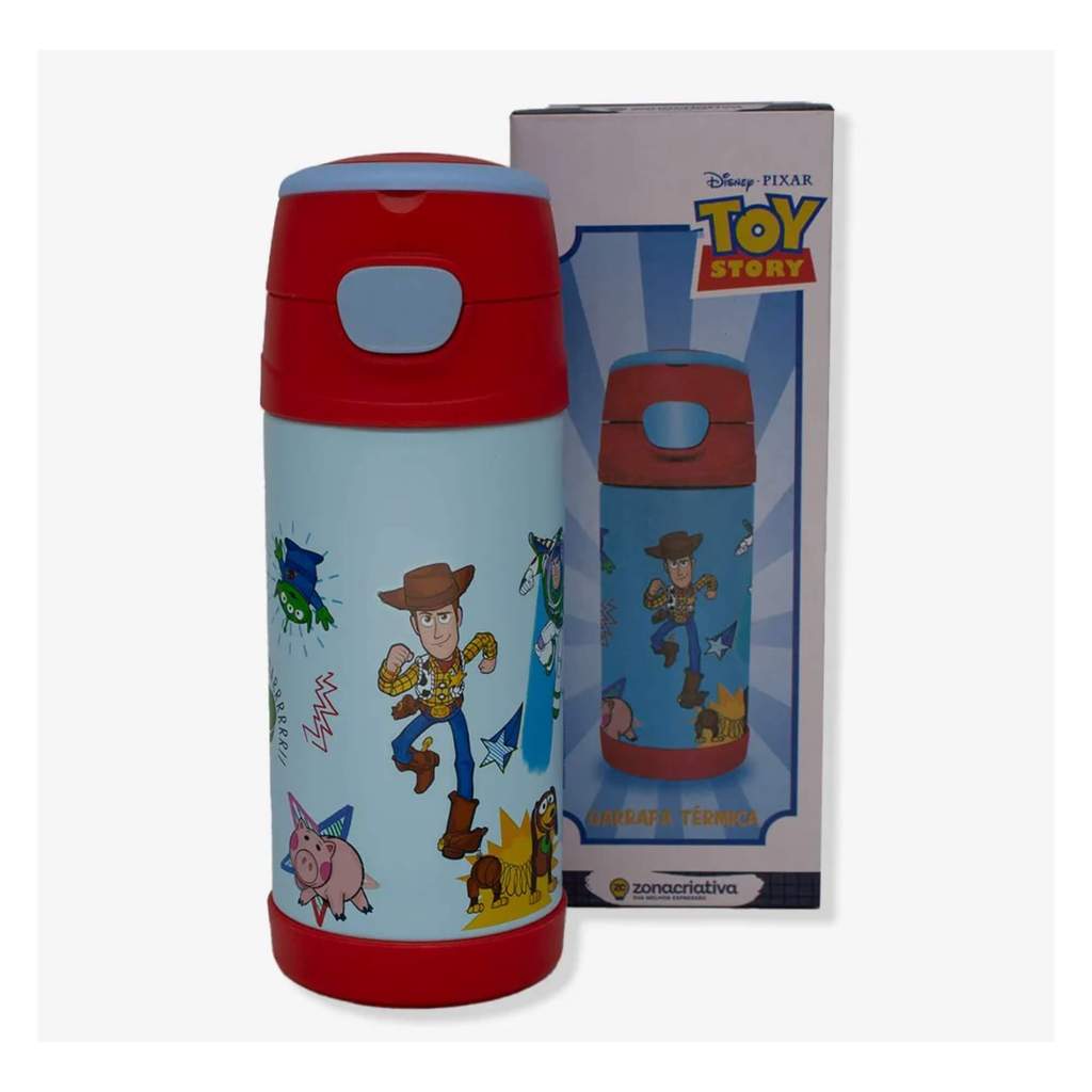 Garrafa Térmica Infantil Top Handle Toy Story Disney Zona Criativa Garrafinha de Água