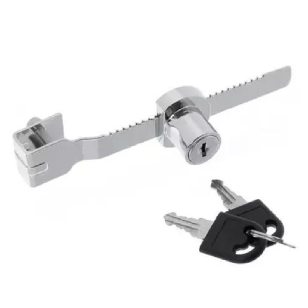 Fechadura Para Vitrine Freezer 160mm Trava Jacaré 2 Chaves