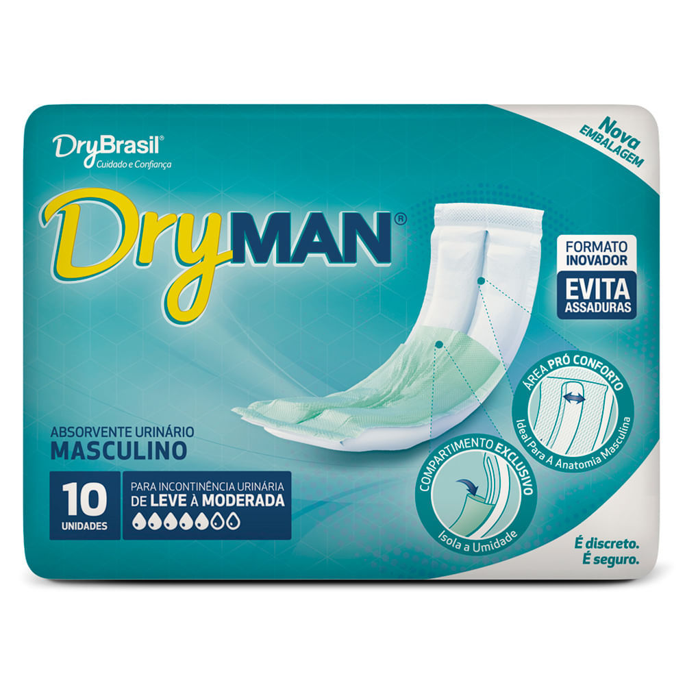 Absorvente Masculino Dry Man com 10 Unidades em Oferta na Shopee