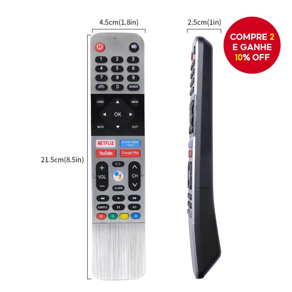 Para Controle Remoto de TV LED Smart Skyworth Panasonic Toshiba Kogan 539C-268935-W000 539C-268920-W010 TB500 Com Voz