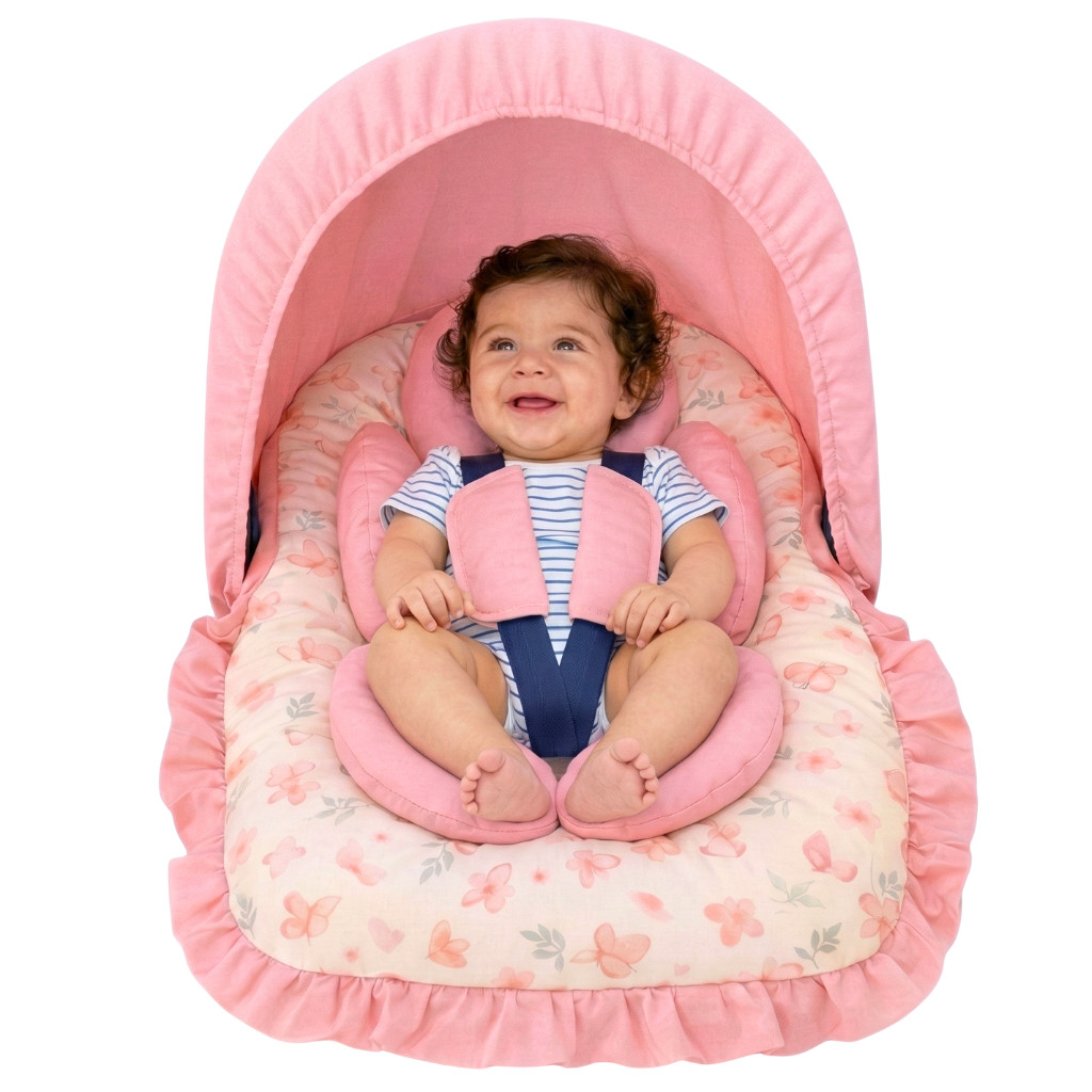 Kit 05 Pçs Capa para Bebê Conforto Universal Capota Solar Protetor Cinto Redutor Anatômico