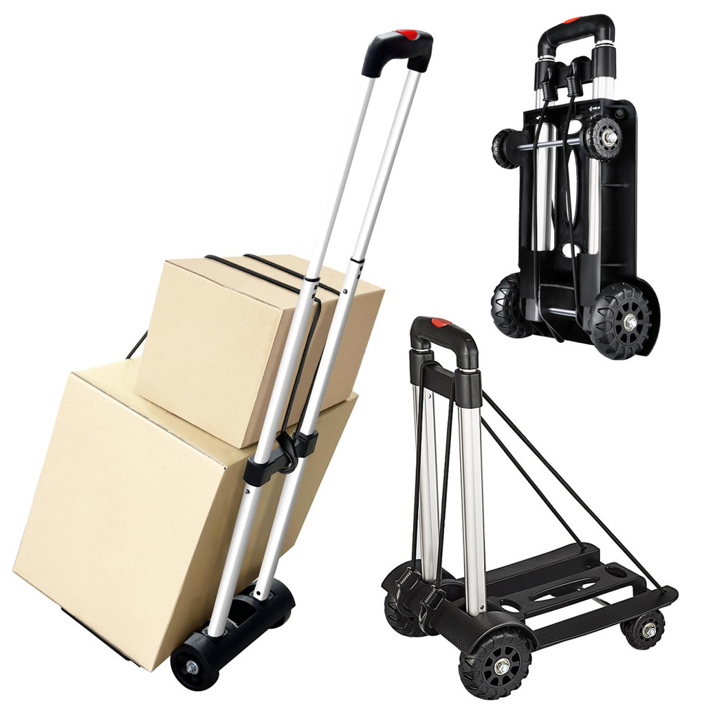 Carrinho De Mão Dobrável De Alumínio Compras/carga Preto em Oferta na Shopee