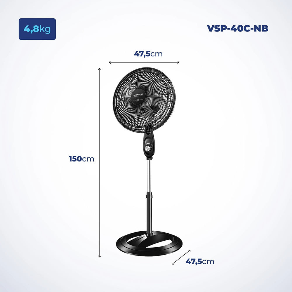 Ventilador de Coluna Mondial Super Power 6 Pás VSP-40C-NB - 40cm 220V em Oferta na Shopee