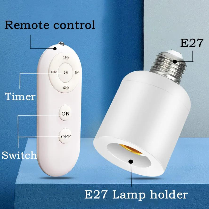 Tomada De Lâmpada Inteligente Interruptor De Controle Remoto Sem Fio Bases LED Liga/Desliga Sala Lustre Temporizador