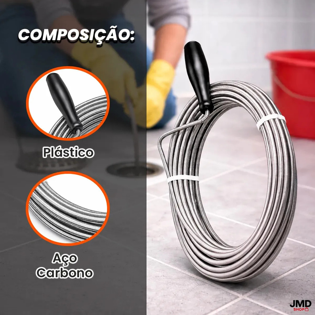 Desentupidor Manual 5 Metros Ferramenta para Desentupir Encanamento