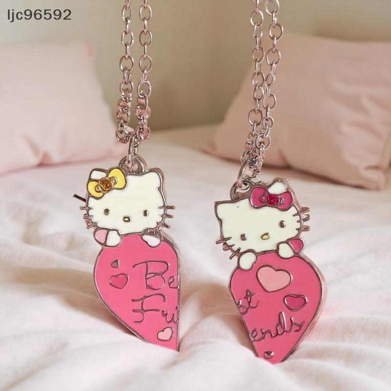 [ljc] Moda Melhores Amigos Doce Sanrio Hello Kitty Casal Pingente Nelace 2 Pçs/Set Corrente Gargantilha BFF Boa Amizade 